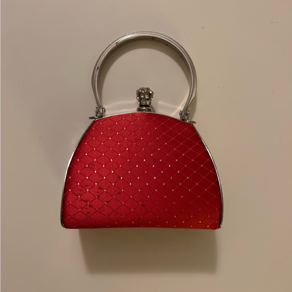 Chic Mini Red Bag with Silver Accents